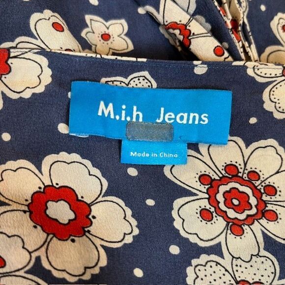 M.i.h. Jeans Silk Elodie All In One Jumpsuit Blue White Red Floral Size Medium - Picture 11 of 15